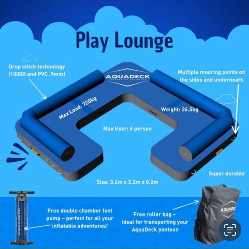 AquaDeck Inflatable Play Lounge with Roller Bag & Pump - Image 3