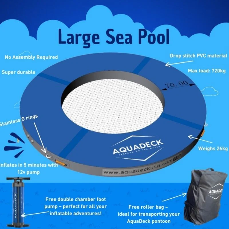AquaDeck Large Inflatable Sea Pool with Carry Bag & Foot Pump - Image 3